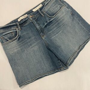 ~ Anthropologie 32 Pilcro High-Rise Jean Shorts Hyphen Denim Zip 6"length hemmed